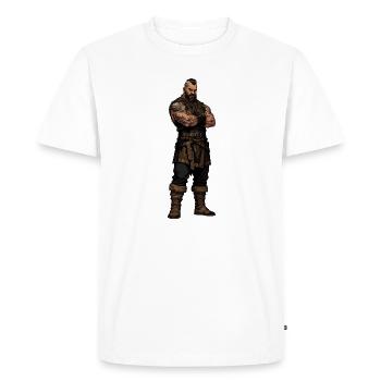 Barbarian warrior in leather - Men's Premium Organic T-Shirt - white - Front - Nico (187cm)