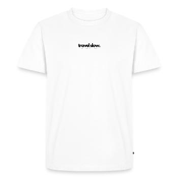 Voyagez lentement - T-shirt Premium bio Homme - blanc - Devant - Nico (187cm)
