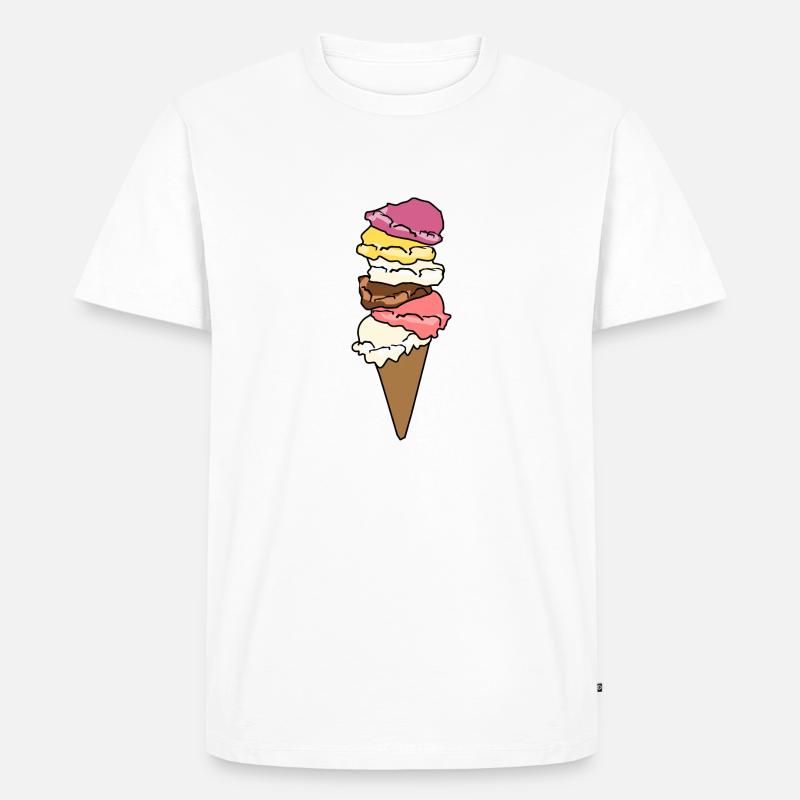 Eiscreme Eiswaffel Eis Eiskugel - Männer Premium Bio T-Shirt - Weiß