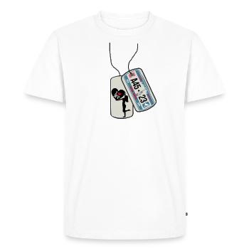 Plaque d’identité NEW YORK J’AIME NY US GROSSE POMME - T-shirt Premium bio Homme - blanc - Devant - Nico (187cm)
