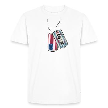 Plaque d’identité NEW YORK drapeau BIG APPLE - T-shirt Premium bio Homme - blanc - Devant - Nico (187cm)