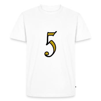 5. 5 YEARS. 5th ANNIVERSARY. 5 YEAR ANNIVERSARY - Men's Premium Organic T-Shirt - white - Front - Nico (187cm)