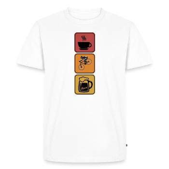 D’abord le café puis le VTT et la bière - T-shirt Premium bio Homme - blanc - Devant - Nico (187cm)
