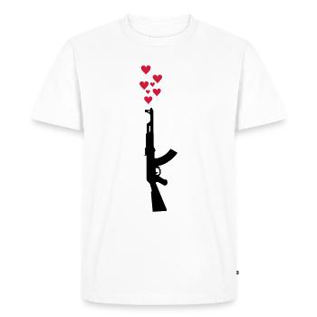 AK47 anti-war theme arms and hearts - Men's Premium Organic T-Shirt - white - Front - Nico (187cm)