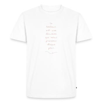 bonheur - T-shirt Premium bio Homme - blanc - Devant - Nico (187cm)