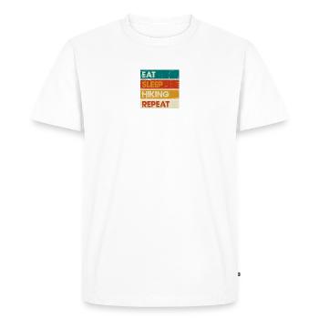 Manger Dormir Randonnée Répéter Rayures en détresse - T-shirt Premium bio Homme - blanc - Devant - Nico (187cm)