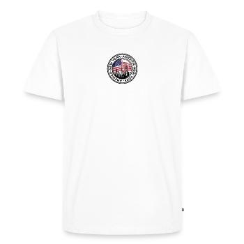 Ligne d’horizon américaine avec étreinte de drapeau - T-shirt Premium bio Homme - blanc - Devant - Nico (187cm)