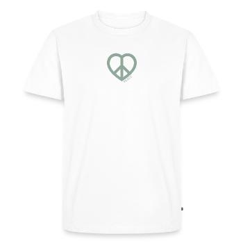 Paix Cœur Symbole de la Paix Vert - T-shirt Premium bio Homme - blanc - Devant - Nico (187cm)