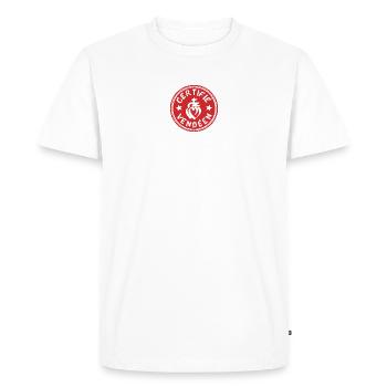 Logo certifié vendéen rouge et blanc - T-shirt Premium bio Homme - blanc - Devant - Nico (187cm)