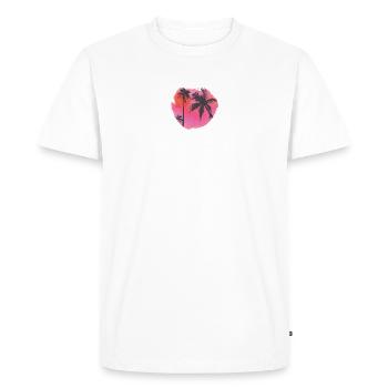 Silhouette de palmier coucher de soleil tropical - T-shirt Premium bio Homme - blanc - Devant - Nico (187cm)