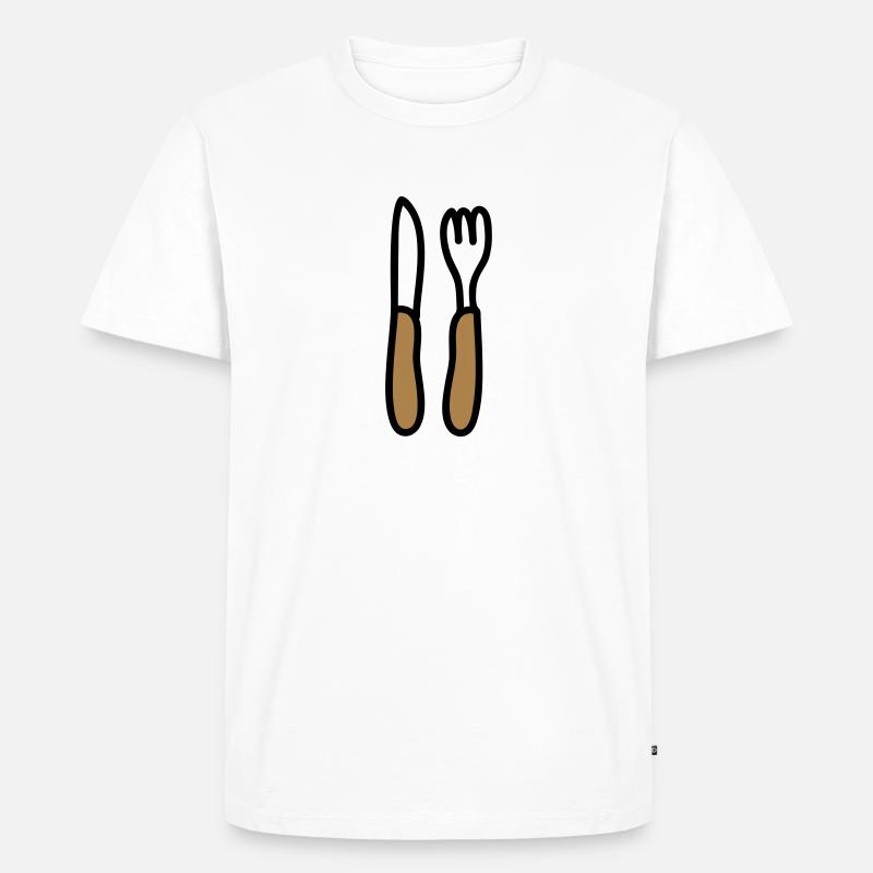 Eßbesteck - Männer Premium Bio T-Shirt - Weiß