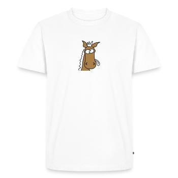 Funny Crazy Comic Horse - Men's Premium Organic T-Shirt - white - Front - Nico (187cm)