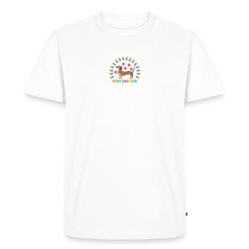 chien saucisse avec arc en ciel - T-shirt Premium bio Homme - blanc - Devant - Nico (187cm)