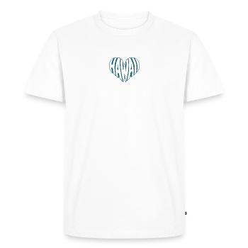 Hawaï, Hawaï Angular HeartTypo Design - T-shirt Premium bio Homme - blanc - Devant - Nico (187cm)