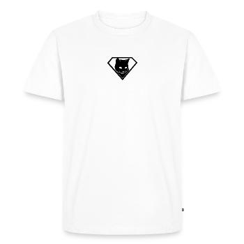 Chat super-héros dans le bouclier | Emblème Supercat - T-shirt Premium bio Homme - blanc - Devant - Nico (187cm)