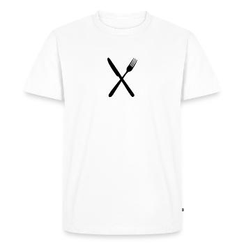 Fourchette et couteau - T-shirt Premium bio Homme - blanc - Devant - Nico (187cm)