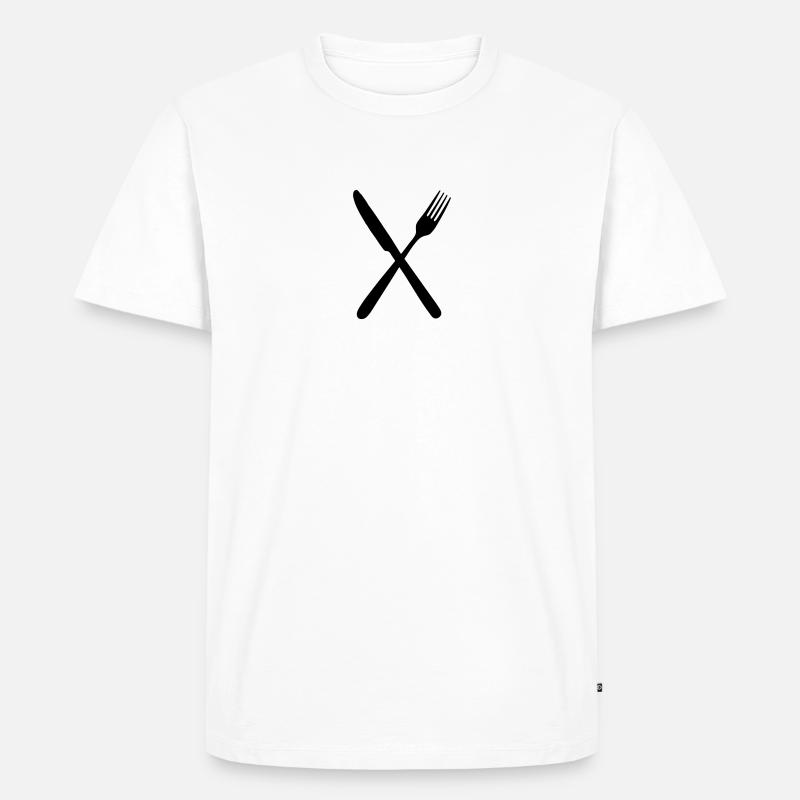 Messer und Gabel - Männer Premium Bio T-Shirt - Weiß
