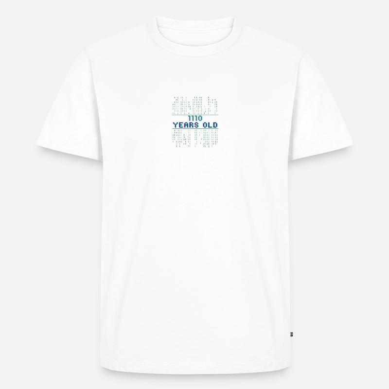 14 ° compleanno 14 anni Codice binario informatica - Maglietta ecologica premium da uomo - bianco