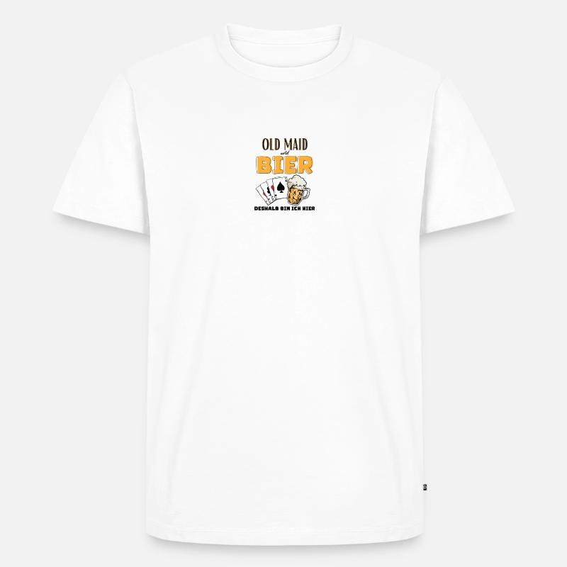 Old Maid und Bier - Männer Premium Bio T-Shirt - Weiß