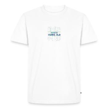 42nd Birthday 42 Years Old Binary Code Computer Science - Men's Premium Organic T-Shirt - white - Front - Nico (187cm)