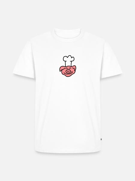 Pig Chef Head - Men's Premium Organic T-Shirt - white