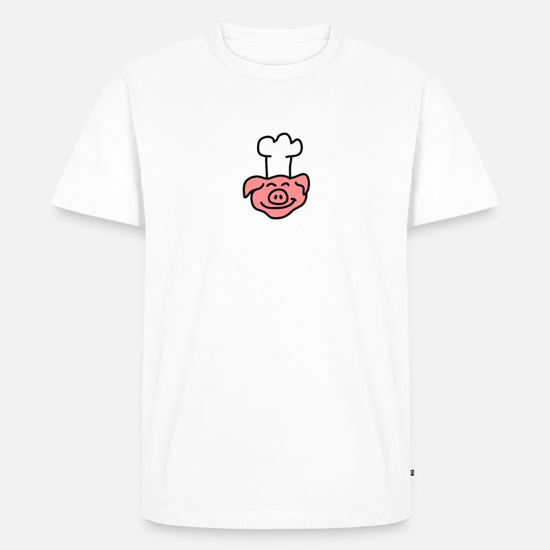 Pig Chef Head - Männer Premium Bio T-Shirt - Weiß