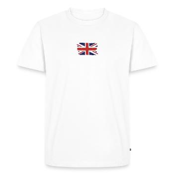 Brushed Union Jack Flag Print - Men's Premium Organic T-Shirt - white - Front - Nico (187cm)