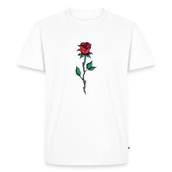 Rose rouge - dessin, art - T-shirt Premium bio Homme - blanc - Devant - Nico (187cm)