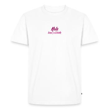 Hula is my hana punahele - Men's Premium Organic T-Shirt - white - Front - Nico (187cm)