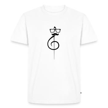 Clef de musique note moustache nerd geek - T-shirt Premium bio Homme - blanc - Devant - Nico (187cm)