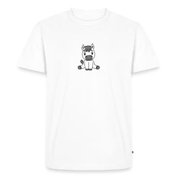 doux mignon assis cheval de poney de bande dessiné - T-shirt Premium bio Homme - blanc - Devant - Nico (187cm)