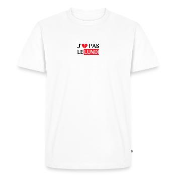 Je n'aime pas le lundi - Version noire - T-shirt Premium bio Homme - blanc - Devant - Nico (187cm)