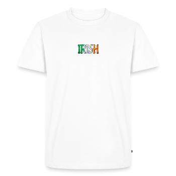 Irish Flag Letters Patchwork - Men's Premium Organic T-Shirt - white - Front - Nico (187cm)