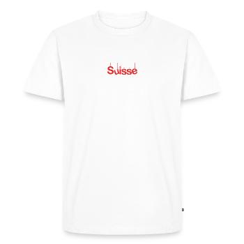 SUISSE. PAYS. GENEVE. SUISSE. HUMOUR. PAYS - T-shirt Premium bio Homme - blanc - Devant - Nico (187cm)