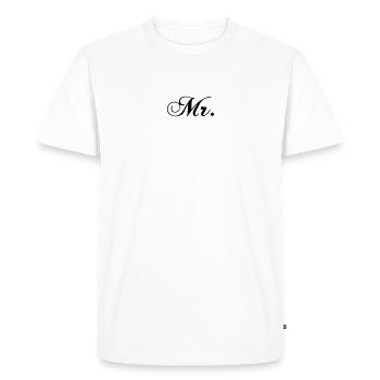 T-shirt de mariée cadeau de calligraphie en or de mariage - T-shirt Premium bio Homme - blanc - Devant - Nico (187cm)