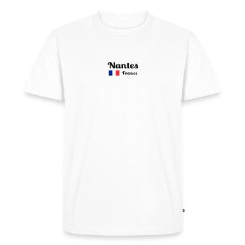 Nantes, France- Imprimés élégants - T-shirt Premium bio Homme - blanc - Devant - Nico (187cm)