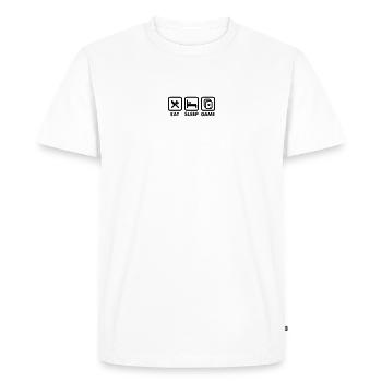 Mangez - sommeil - Jeu \ jeu de poker - T-shirt Premium bio Homme - blanc - Devant - Nico (187cm)