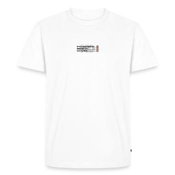 Please provide the design image - Men's Premium Organic T-Shirt - white - Front - Nico (187cm)