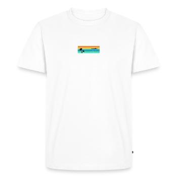 Rayures rétro au coucher de soleil avec Palm Island - T-shirt Premium bio Homme - blanc - Devant - Nico (187cm)