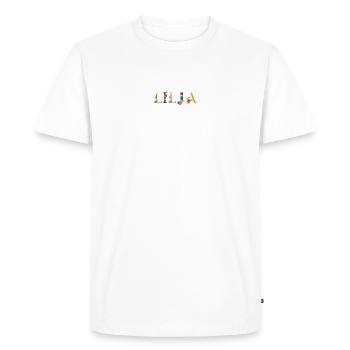 LILJA name decorated with flowers - Men's Premium Organic T-Shirt - white - Front - Nico (187cm)