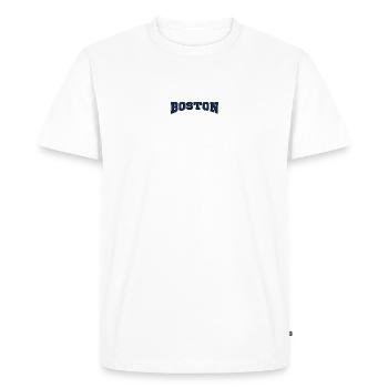 Logo de la police Boston Block - T-shirt Premium bio Homme - blanc - Devant - Nico (187cm)