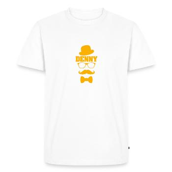 Hipster for Denny Schnauzer Mustache - Men's Premium Organic T-Shirt - white - Front - Nico (187cm)