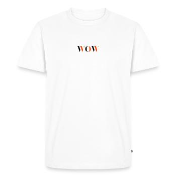 WOW tri-colour - Men's Premium Organic T-Shirt - white - Front - Nico (187cm)