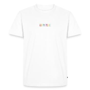JOYEUX ARC-EN-CIEL DE LA FIERTÉ - T-shirt Premium bio Homme - blanc - Devant - Nico (187cm)