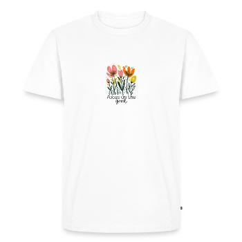 Focus on the Good – Floral Positivity Design - Men's Premium Organic T-Shirt - white - Front - Nico (187cm)