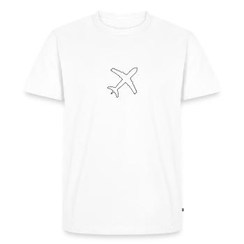 line silhouette top down airplane fly pilot machin - Men's Premium Organic T-Shirt - white - Front - Nico (187cm)
