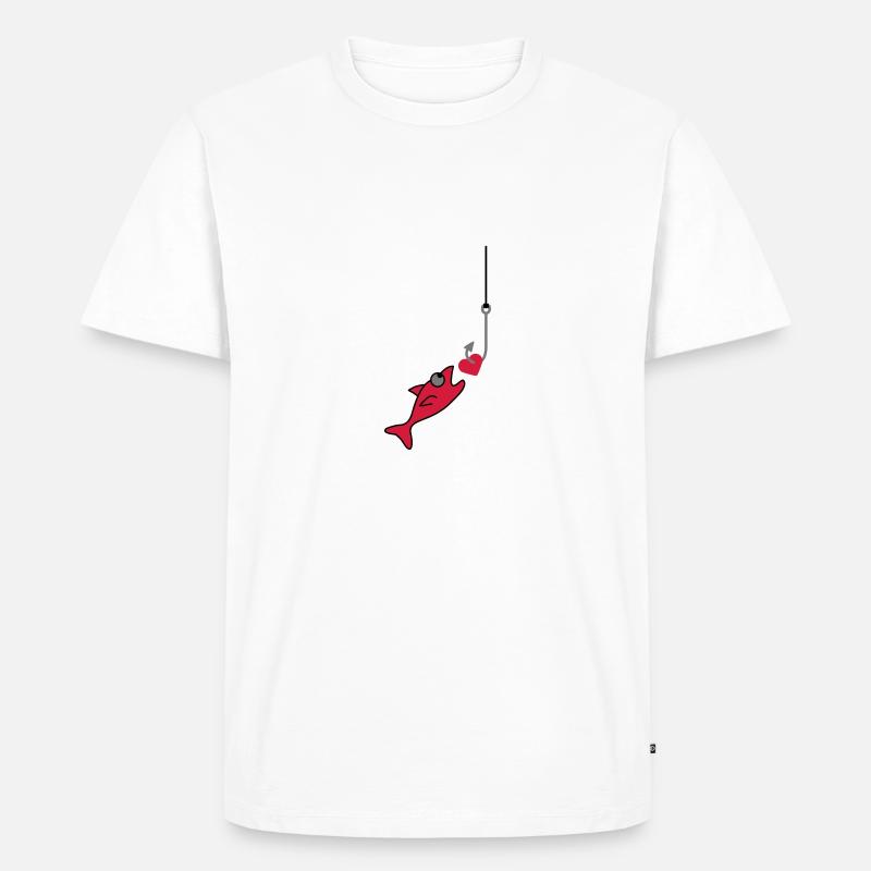 Fishing With Heart - Männer Premium Bio T-Shirt - Weiß
