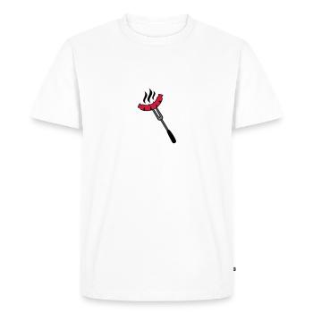Grill Sausage Logo - Men's Premium Organic T-Shirt - white - Front - Nico (187cm)