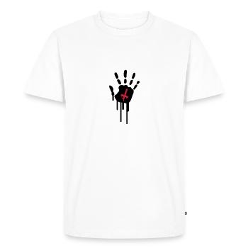 Bloody Handprint - Men's Premium Organic T-Shirt - white - Front - Nico (187cm)