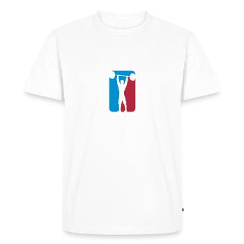 sport club logo silhouette outline shadow strong w - Men's Premium Organic T-Shirt - white - Front - Nico (187cm)